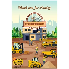 Construction Theme Thank You Cards – Plain or Personalized